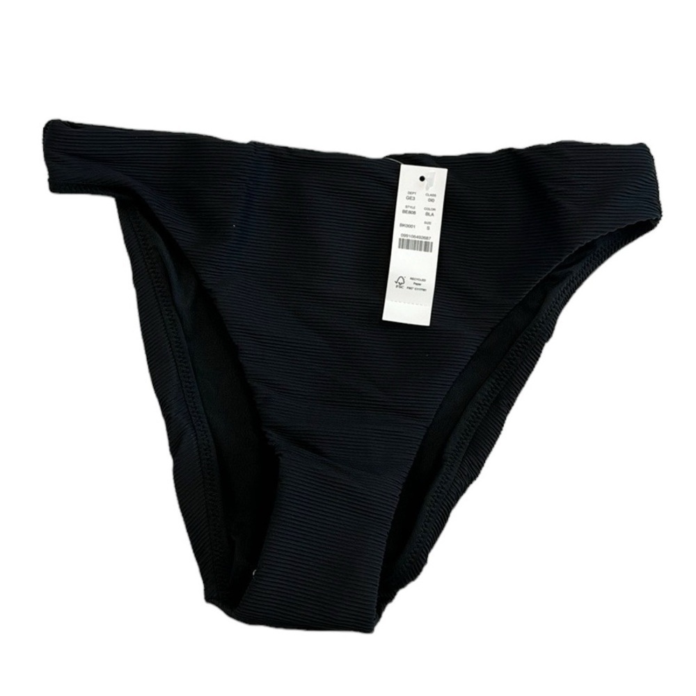 J. Crew Ribbed High Rise Cheeky Bikini Bottom Women's S Black‎ 7861 BE808